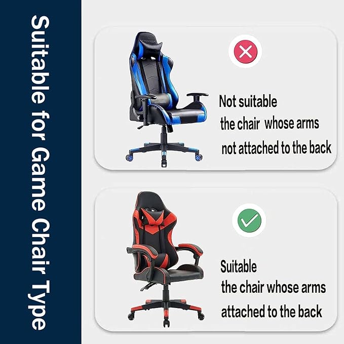 Gaming Chair Cover Cat Scratch Proof Jacquard, Soft Spandex Gaming Chair Slipcovers Arms Attached Washable for Office Chair (2,one Size)