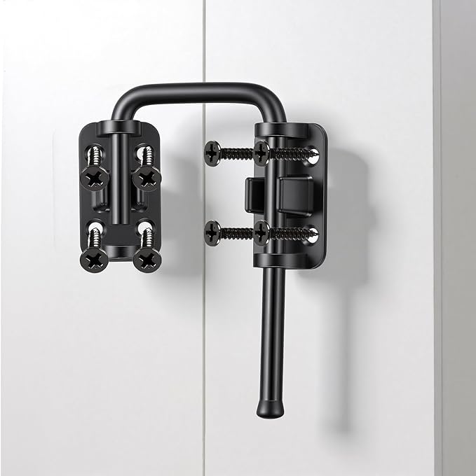 Mabor Sliding Door Lock, Zinc Alloy Rotary Latch for Patio & Screen Doors, Safety Lock for Gates & Windows (Black)