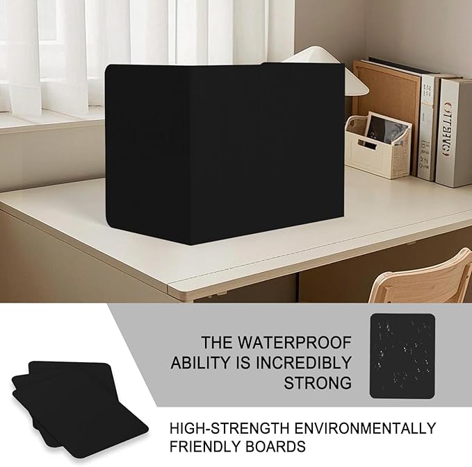 Black 24-Piece Set,Plastic Desk Divider, Student Desk Partition, Water-Resistant and Durable