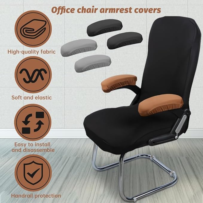 Kakalote Office Chair Armrest Covers, 1pair Stretchable Stretch Computer Chair Slipcover Desk Chairs Arm Cover for Office, Desk, Gaming Chairs (Grey)