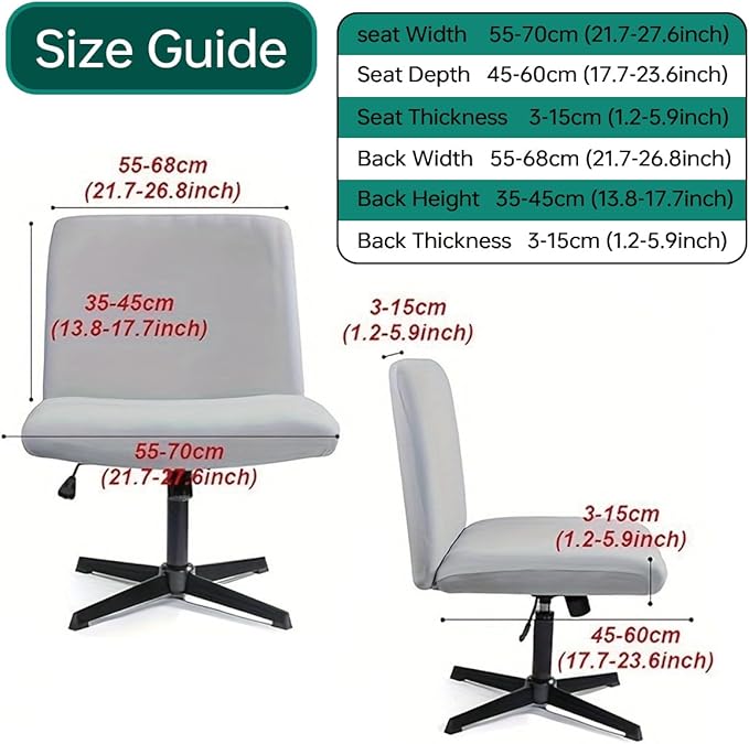 Armless Chair Slipcover Stretch Criss Cross Chair Cover, Mid Back Wide Seat Accent Chair Covers,Modern Vanity Chair Cover for Office Desk (G)
