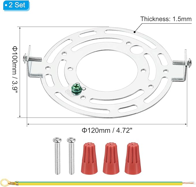 PATIKIL 120mm (4.72") Universal Light Fixture Mounting Bracket Kit, 2 Set Light Crossbar Round Ceiling Plate with Screw for Wall Light Ceiling Light Pendant Chandelier
