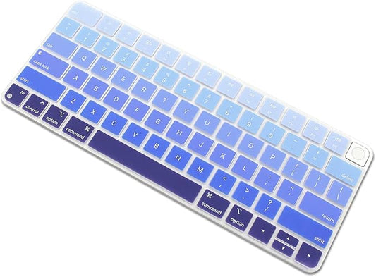 ProElife Keyboard Cover Skin for 2024-2021 Apple Magic Keyboard 3 with Touch ID A3118 A2449 Ultra Thin Silicone Keyboard Protector for iMac 24'' / Mac mini M4 M2 M1 Keyboard Accessories (Ombre Blue)