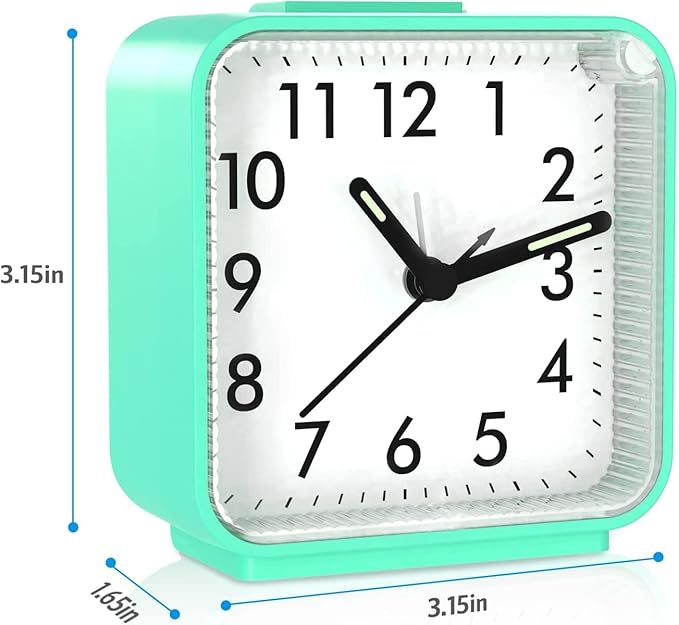 AMIR Analog Alarm Clock, Silent Non Ticking Small Clock, Travel Alarm Clock with Snooze & Light, Ascending Beep Sounds, Battery Operated Loud Alarm Clock for Bedroom, Bedside, Desk