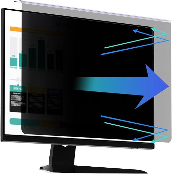RedANGEL Computer Privacy Screen Protector for 27 Inches Monitor Anti Blue Light 16:9 Widescreen Filter Hanging Type Anti Scratch Easy Installation Shield for Desktop Computer