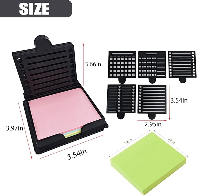 2025 New Sticky Note Stencil, Sticky Note Holder with Five Templates, Suitable for 3x3 Inch Sticky Notes, Perfect for to-Do Lists, Home, Office, Reusable Sticky Notes Dispenser (Blue 5 Templates)