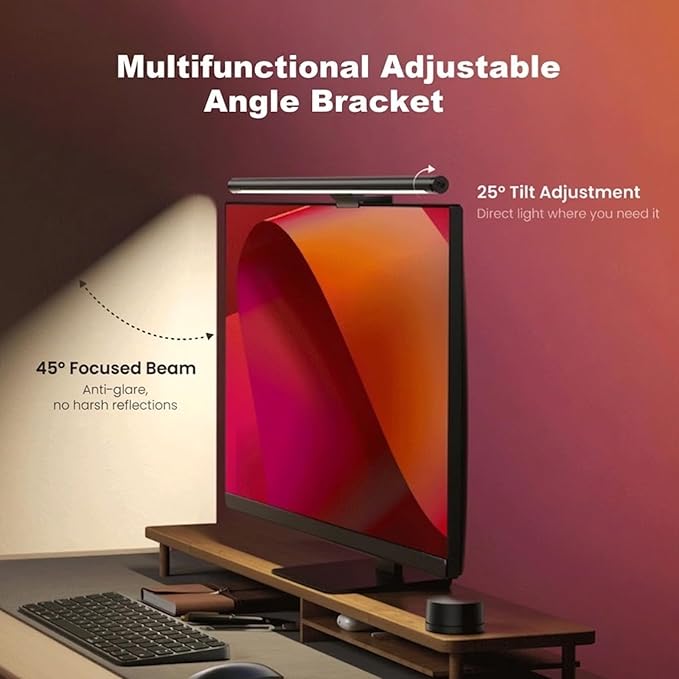 YEELIGHT Monitor Light Bar RGB, Computer Monitor Lamp, No Glare Eye-Care LED Screen Bar, Touch Control USB Reading Desk Lamp for Home Office Work, Stepless Dimming Adjustable Color Temperature