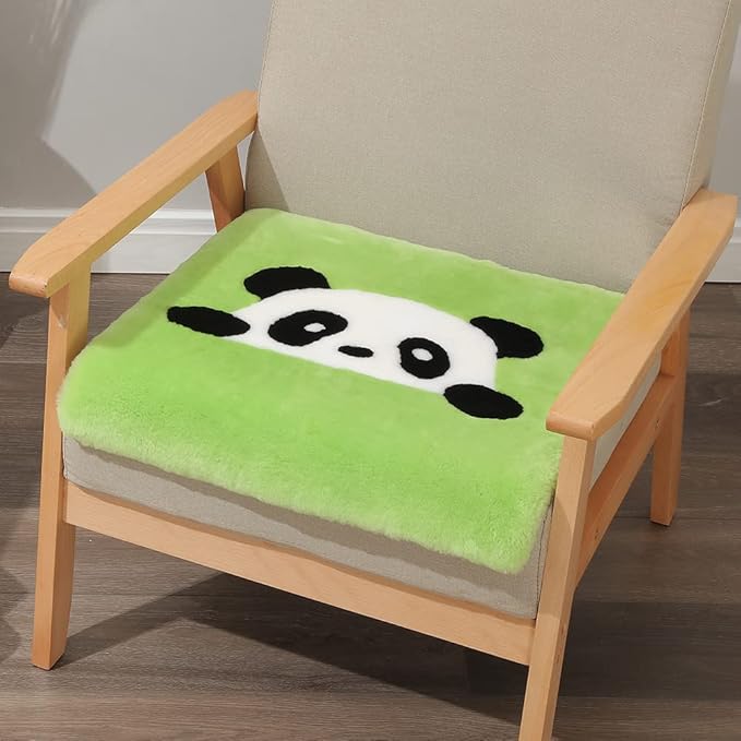 LLB Sheepskin Chair Covers Office Chair Cushion Dining Room Chair Pads Desk Chair Seat Cushion for Computer Chair Fur Area Rugs for Living Room 19x19 Inch (Pack of 1), Shearling Panda