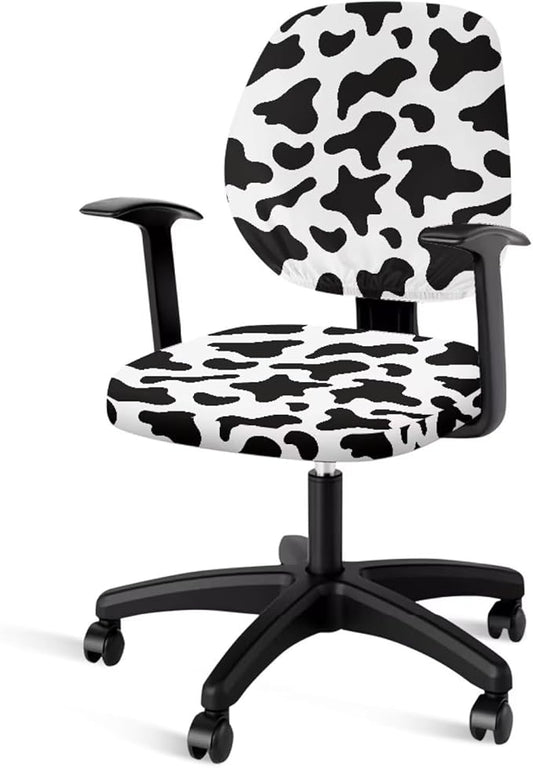 Cow Print Office Chair Covers Stretchable Office Chair Seat Cover 2 Piece Washable Gaming Chair Cover Universal Fit Most Wheelchairs,Computer Chairs,Gaming Chairs