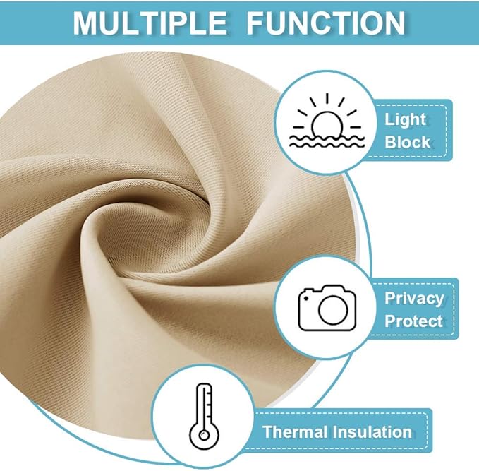 RYB HOME Privacy Curtain for Sliding Glass Door, Light Block Noise Reduce Insulated Curtain Screen for Living Room Locker Room Basement Bedroom Closet, 100 inch Wide x 108 inch Long, Cream Beige