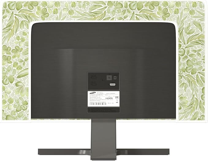 Sage Green Wildflower Waterproof Computer Monitor Covers 22, 23, 24, 25 Inch Vintage Aesthetic Floral Anti-Static Dustproof Protective Cover for LCD/LED/HD Full Body Cover for Computer Screen