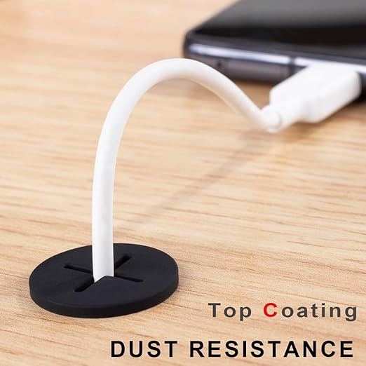keenkee 2 PCS Cable Grommet Made of Flexible Silicone 1 Inch Desk Grommets for Table and Other Furnitures Hole Cover Cord or Wire Pass Through Black Color