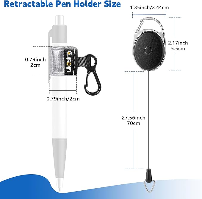 Likesing 4 Retractable Pencil Holder Set, 27.5" Anti-Lost Retractable Pen Holder with Clip, Elastic Reel Pen Leash for Nurses, Teachers, Waitres, Carpenters, Construction Workers(Light-colored)