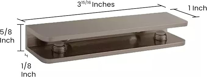 Dulles Glass Floating Shelf Brackets, Rectangular Clamps Heavy Duty, Brushed Nickel, for Glass, Wood, Acrylic Wall Mounted Shelf Support. 1 Piece