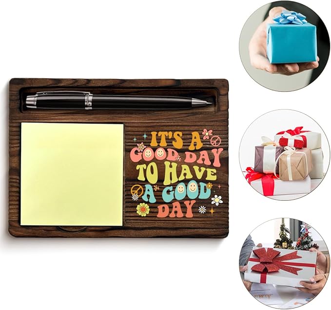 Motivational Sticky Note Holder Inspirational Gifts for Women, It's a Good Day to Have a Good Day Post It Note Dispenser for Home Office Desk Decor