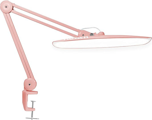 Neatfi XL 2200 Lumens 24W LED Desk Lamp – Shadow-Free Task Lighting | 4-Level Dimming | Home Office & Crafts Use | 20-Inch Wide Head (Rose Gold, Non-CCT with Clamp)