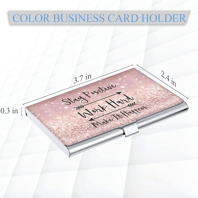 2 Pack Business Card Holder，Color Printing Men's and Women's Business Card Case，Ultra-Thin Metal Business Card Organizer，Carry-on Pocket Wallet Business Card Holder