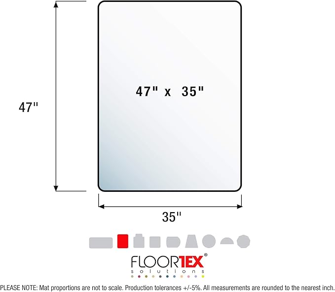 Floortex Polycarbonate Chair Mat 47" x 35" for Low/Medium Pile Carpets, Clear