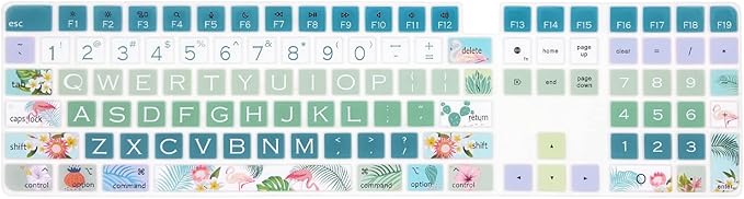 Keyboard Cover Skin for 2021 New Apple iMac Magic Keyboard (Model: A2520) with Numeric Keypad and Touch ID, Cute Printing Silicone Keyboard Protector, Flamingo