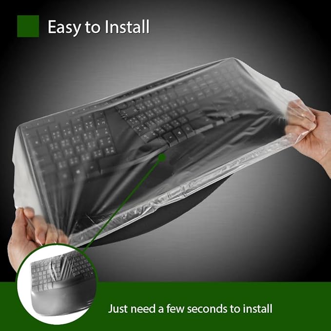 Universal KeyboardCap. Fully Covered Flat Style 0.025mm Waterproof Anti-Dust Desktop Keyboard Cover with Numeric Hospital/Dentist Use (Large Size 3 Pack)