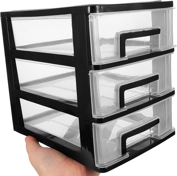 DOITOOL 3 Tier Plastic Drawer Type Closet Plastic Home Office Storage Organizer Makeup Organizer Storage Station Cubes Cosmetics Jewelry Box for Bathroom Dorm Desk Office