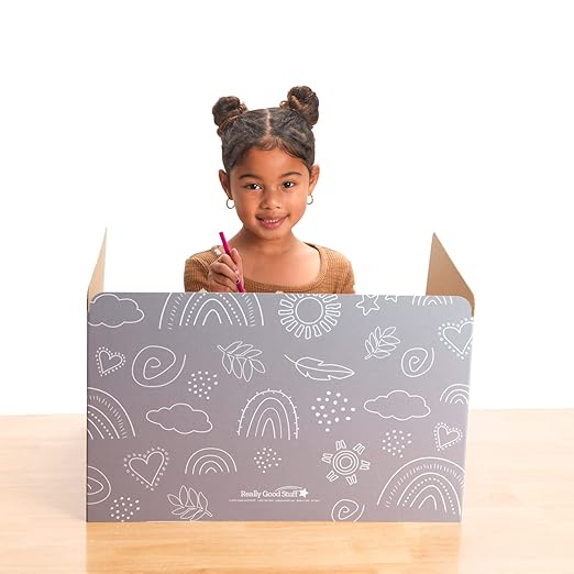 Really Good Stuff Boho Privacy Shields Set of 12, in Sand, Mint, Smoke Blue, Tan, Peach & Clay. Enhance Focus and Eliminate Distractions in Classroom - Desk Dividers