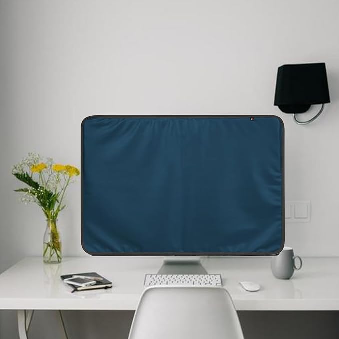 Monitor Dust Cover for iMac 24 inch PU Leather Anti-Static Dustproof Protective Case for LCD/LED/HD Panel Case Computer Sleeve Monitor Dust Cover with Rear Pocket (Cyan, 24inch)