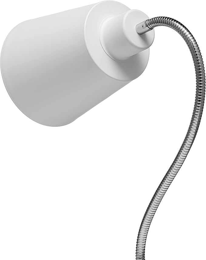Clip On Desk Lamp w/Flexible Gooseneck - Portable E26 Dorm, Home & Office Lighting for Reading & Crafts - Clamp Light for Desk, Laptop Table & Headboard, White