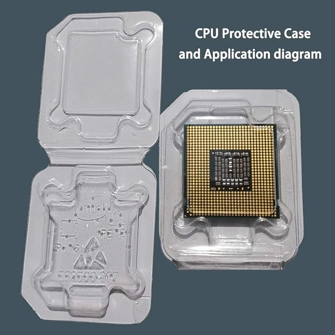 CPU Protective Thicken Plastic Clamshell Case Trays Suitable for Intel 775/1155/1151/1150/1156 with 10pcs Antistatic Bags and Labels (10pcs Intel CPU Case)