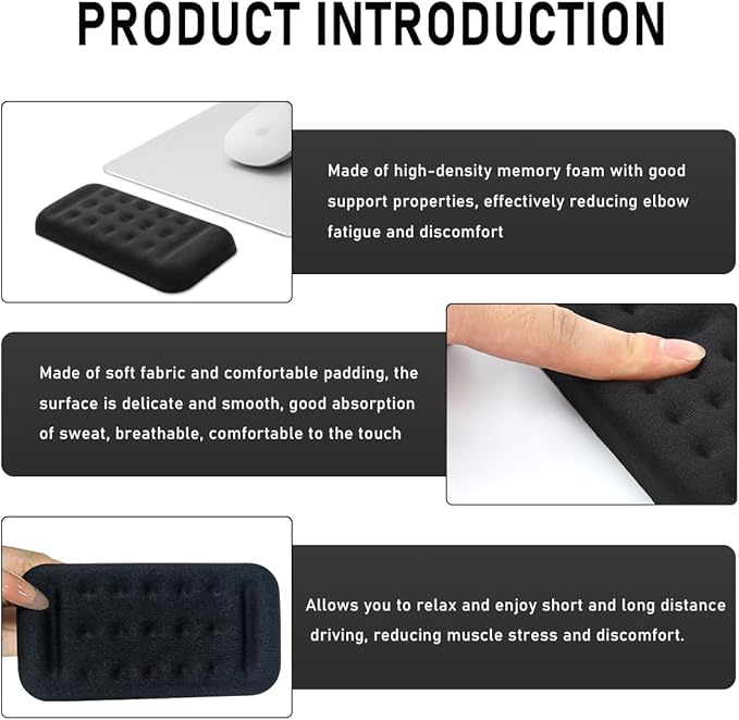 Wevdn 2 PCS Arm Rest Elbow Pads for Car, 5.1" × 2.6" Vehicle Door Thigh Support Armrest Pad with Memory Foam, Non-Slip Automotive Comfortable Elbow Fatigue Relief Wrist Rest Cushion