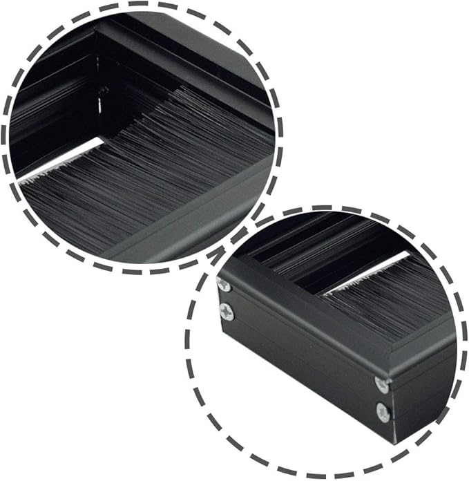 Desk Grommet Square Cable Grommet Metal Wire Hole Cover for Computer Desk Table Black 80mm x 80mm - Pack of 2
