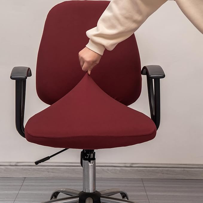 Melaluxe Computer Office Chair Covers, Protective & Stretchable Universal Chair Cover, Stretch Rotating Chair Slipcover (Red)