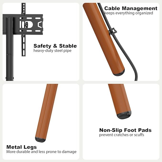 Tripod Easel TV Stand for 23-60 Inch TVs, Floor TV Stand with 2 Shelves and Cable Management for Bedroom/Living Room, Holds up to 80 lbs Adjustable Height Max VESA 400x400mm, Artistic Black Walnut