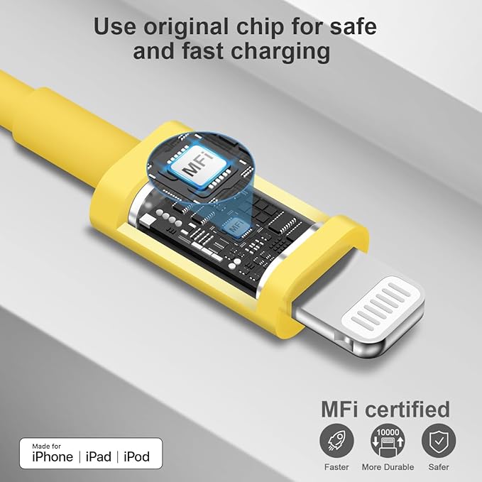 iPhone 14 13 12 11 Charger Fast Charging iPhone Fast Charger 3-Pack 20W iPad Chargers 6FT C Chargers Fast Charging Cord Whit iPhone 14/14 Max/13 Pro/13/12 Mini/12 Pro Max/11 Max/Xs and iPad(Yellow)