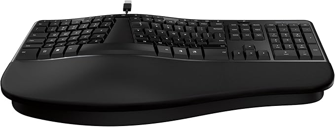 Incase Ergonomic Keyboard – Designed by Microsoft – Refined Ergonomic Design, Built-in Shortcuts Keys, Layered Palm Rest for Elevated Wrist Support, Integrated Number Pad – Black