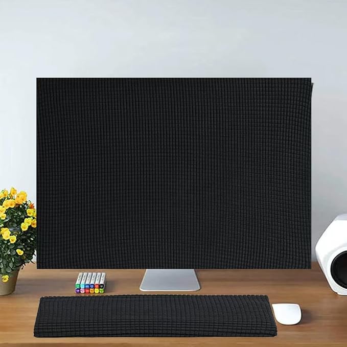 Monitor Dust Cover Keyboard Covers Case Anti-Static Dustproof Protective Cover for LCD/LED/HD Panel Case Computer Sleeve Compatible with PC, Desktop (Black, 27-30inch)