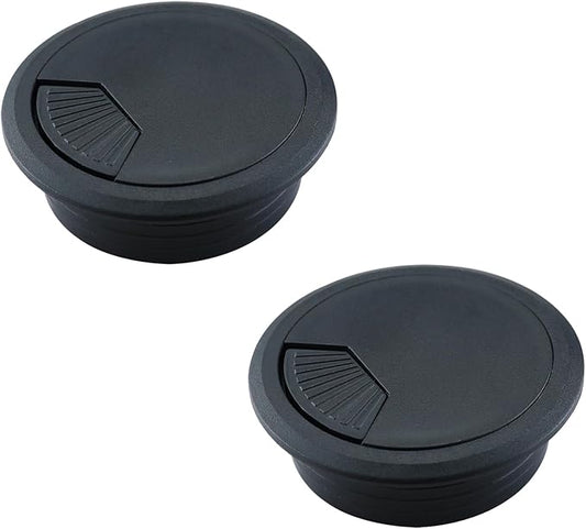 2 Pack 2 Inch Desk Grommet, Black Sturdy ABS Plastic Table Cable Hole Cover, Detachable Wire Cord Grommet for Home Office Desk Cable Management