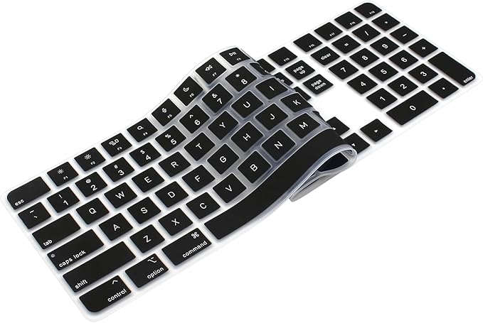 ProElife Ultra Thin Silicone Keyboard Cover Skin for 2023-2021 Magic Keyboard with Touch ID and Numeric Keypad Model-A2520 U.S Enter Protector (3 Keys ON The Left of The Space BAR) (Black)