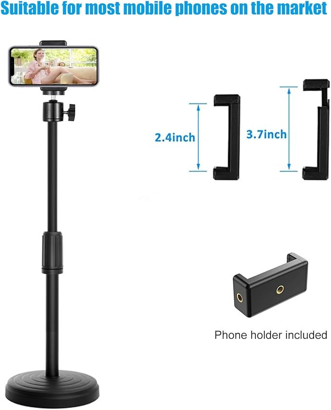 Webcam Stand for Desk, 18 Inch Webcam Tripod Camera Stand with Phone Holder Desktop Webcam Mount for Logitech Webcam C920 C922 C925e C922x C930e C930 C615 and BRIO