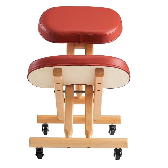 Master Massage Ergonomic Wooden Foldable Kneeling Chair for Office –Wood Folding Posture Chair for Home-Posture Correction Stool-Improve Your Posture Cinnamon Color