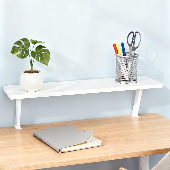 Clamp on Desk Shelf, Desktop Extender Klemmbares Schreibtisch Organizer Regal Adjustable Floating Desks Shelf for Office, Dorm, Home Desk Organization (White, 23.6x7.8in/60x20cm)
