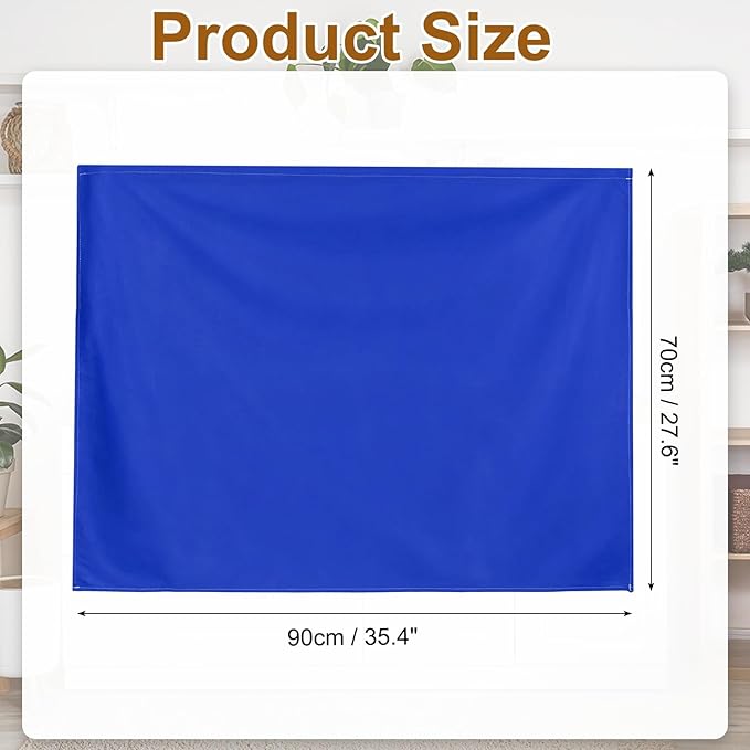 uxcell Cabinet Curtains, Dust Proof Privacy Drape Short Curtain, Hook & Loop Under The Desk Skirt for Kitchen Bathroom Closet Storage Room (35.4" W x 27.6" H, Bright Blue)