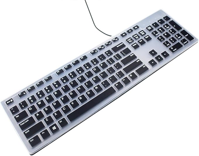 Keyboard Skin Compatible for Dell KM636 KB216 Keyboard, Dell Optiplex 5250 3050 3240 5460 7450 7050, Dell Inspiron AIO 3475 3670 3477, Dell Inspiron 27 7000 7700 7790 All-in-One Keyboard - Black