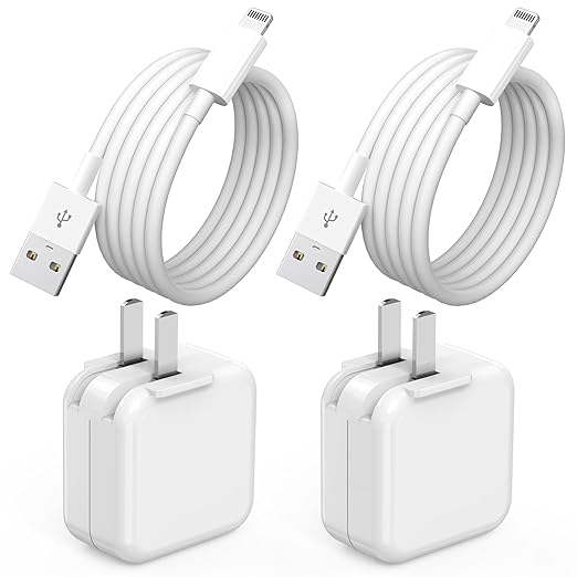 2Pack iPad Charger, Fast Charging 12W USB Wall Charger Block Foldable Portable Apple Adapter with Fast Charging USB to Lightning Cable Compatible with iPad4/5/6/7/8,iPadMini 1/2/3/4/5, iPadAir 1/2/3