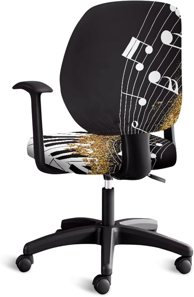 GLENLCWE White Music Note Computer Office Chair Cover Stretchable Chair Cover Rotating Chair Slipcover for Home Office