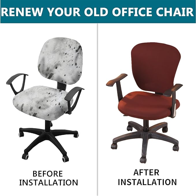 Office Computer Chair Cover Stretch Universal Jacquard Seat Slipcover 2 Piece for Desk Rotating Armless Chair, Removable Washable Anti-dust Chair