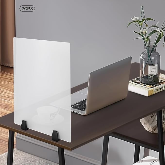 2-Piece Desk Dividers, 24" x 18" Desk Privacy Panels, Frosted Acrylic Office Partitions, Table Divider with Clamps, Privacy Dividers for Schools Office Call Centers Workstation