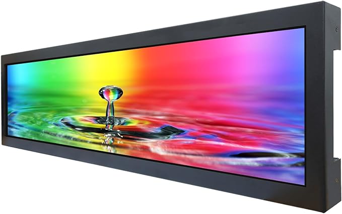 VSDISPLAY 28'' Advertising LCD Monitor 1920x360 IPS Stretched Bar Screen Outdoor High Brightness Support USB Input Auto Copy Autoplay for Supermarket Exhibition Store Advertisement Display