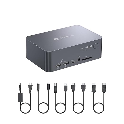 AV Access Dual Monitor KVM Docking Station for Laptop & Desktop, GbE, EDID, 5xUSB-A, HDMI 4K@60Hz USB C KVM Switch 2 Monitors 2 Computers, 60W Laptop Charge, for Home Office Workstations (iDock C10)