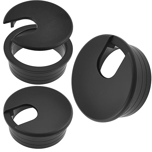 1-3/4 inch(45mm) Black Desk Hole Cover Grommet ABS Plastic Wire Organizers for Computer Desk Cabinet (3 Pack)